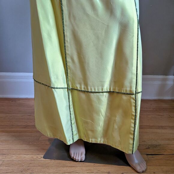 Vintage Y2K Jessica McClintock Gown Green Maxi Dress Strapless Rhinestone Size 8 - Picture 9 of 11